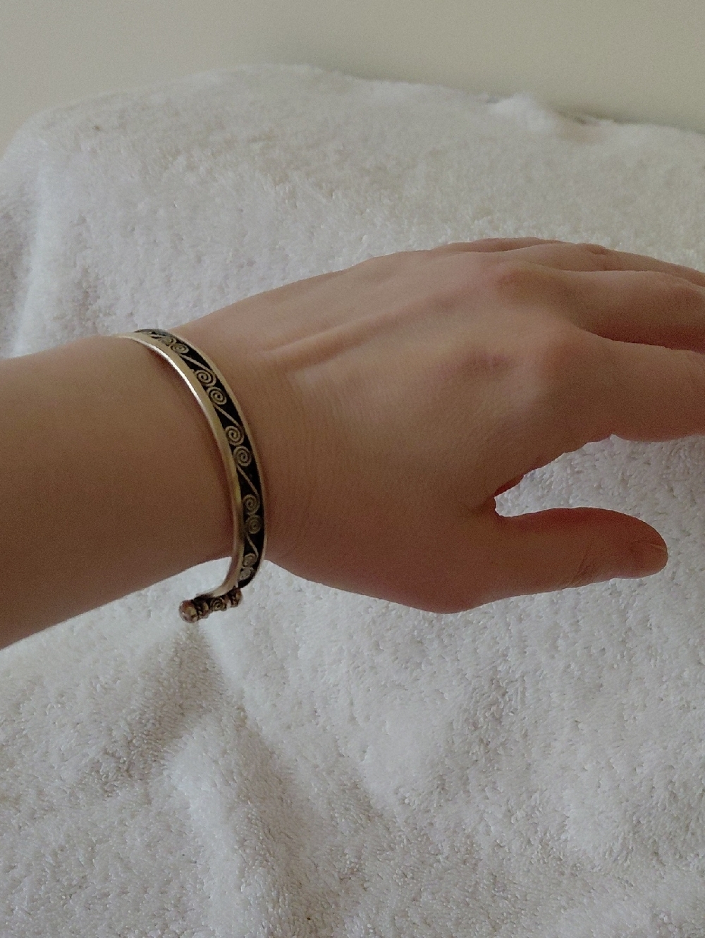 Black and Silver Swirl Cuff Bracelet - Women Jewelry